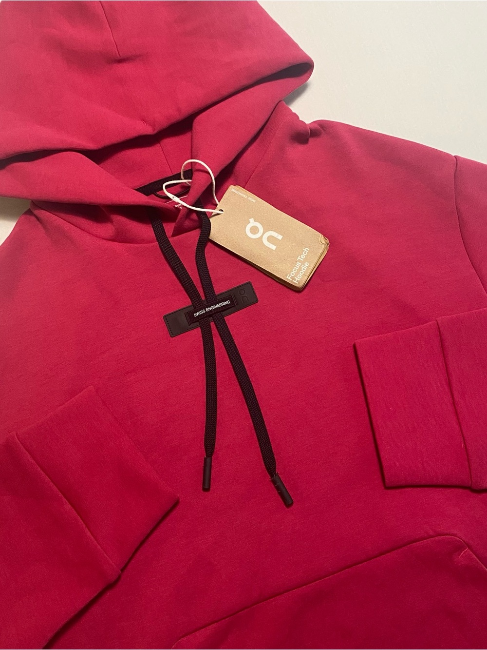 On Running Focus Tech Hoodie Women Small Grenadine Scuba Sweatshirt